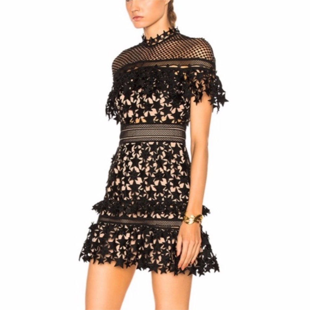 Self-Portrait Black Lace Mini Dress